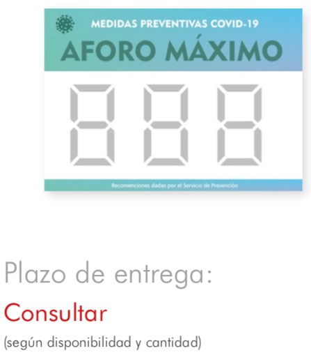 Cartel aforo máximo plazos